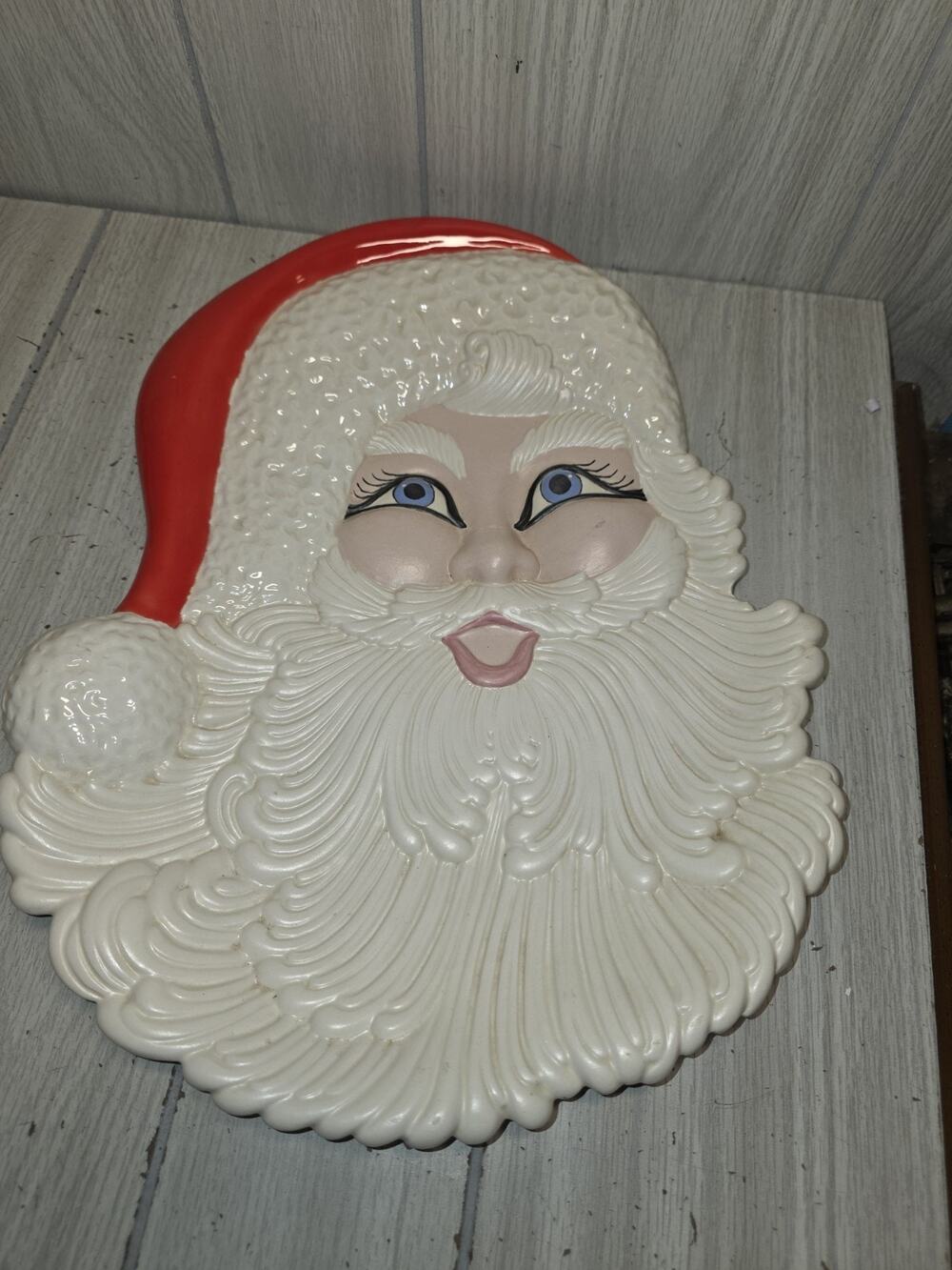 Vintage 1978 Hand Painted Santa Claus Cookie Plate Christmas Holiday Festive